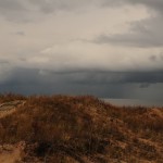 Stormy sky over Platte Bay boardwalk, ©Don Phillips, 10-19-2012