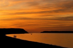 Sleeping Bear Bay, silhouettes at twilight; Sleeping Bear Dunes Nat'l Lakeshore; ©markscarlson.com