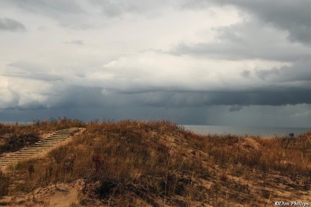 Stormy sky over Platte Bay boardwalk (A), ©Don Phillips | Great Lakes Photo Tours